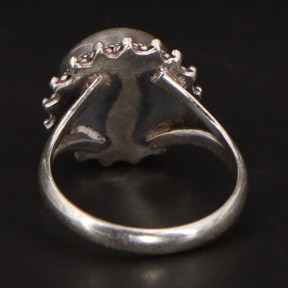 SOLD Sterling Silver Ring sz 9 Southwestern Braided Green Turquoise Ring - Picture 3 of 3